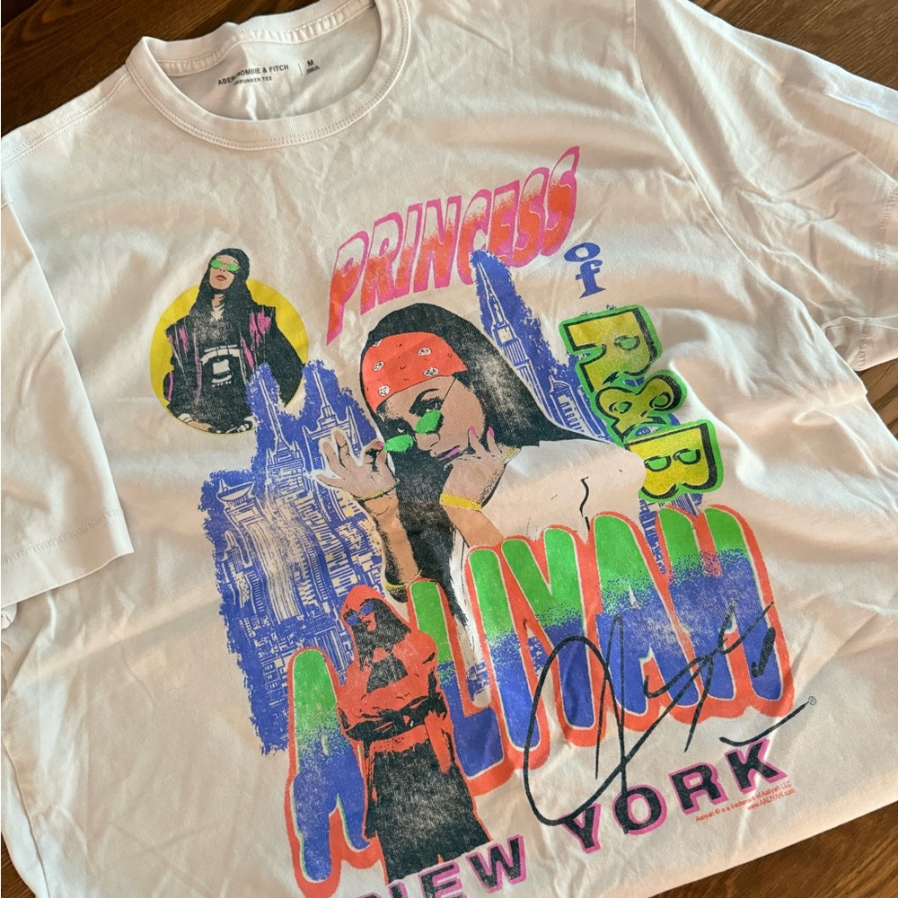 Abercrombie Aaliyah Graphic TShirt - White with Multicolor Design